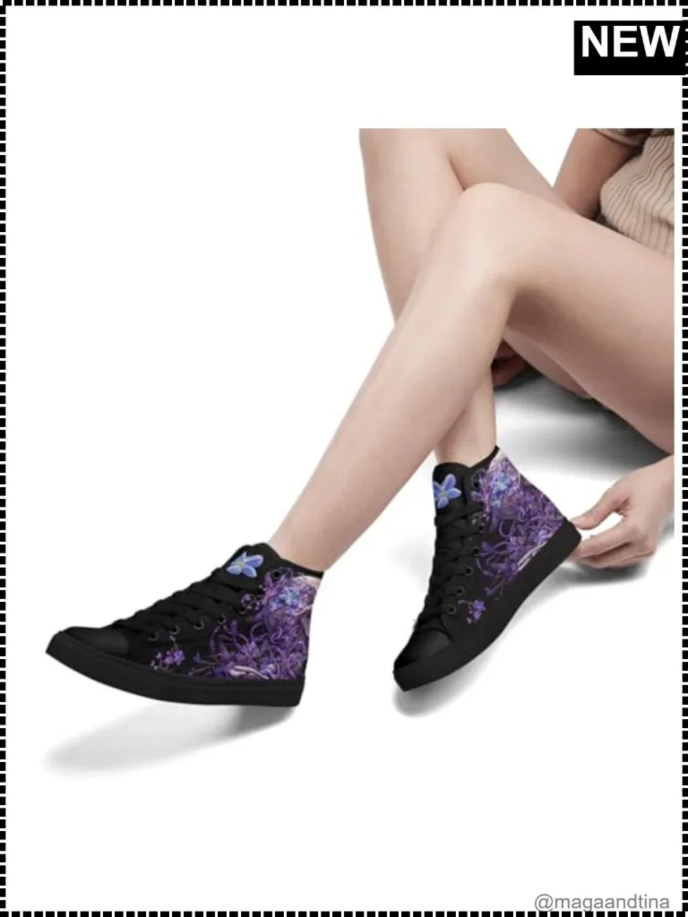 High Top Canvas Sneakers Skull Floral Lightweight Casual Goth Skate Shoes